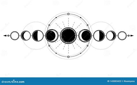 Mystical Drawing Phases Of The Moon Energy Circles Sacred Geometry
