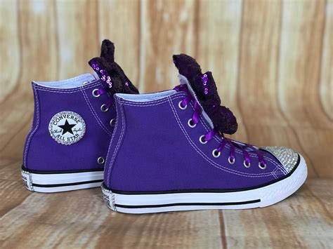Purple Touch Of Bling Converse Sneakers Little Kids Shoe Size 11 3