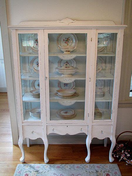 Lovely White Antique China Cabinet With Queen Anne Legs Modern China