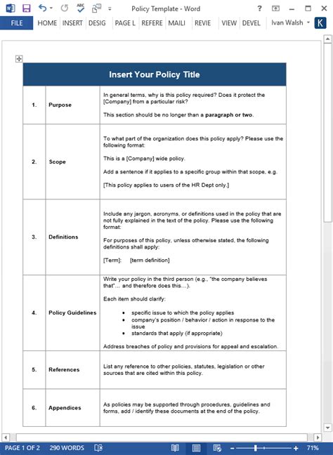 Download Policy And Procedures Manual Templates Ms Word 68 Pages With