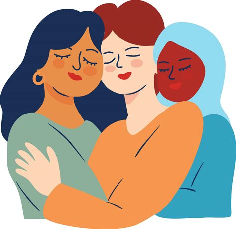 Mother And Daughter Hugging Each Other Vector Illustration In Flat