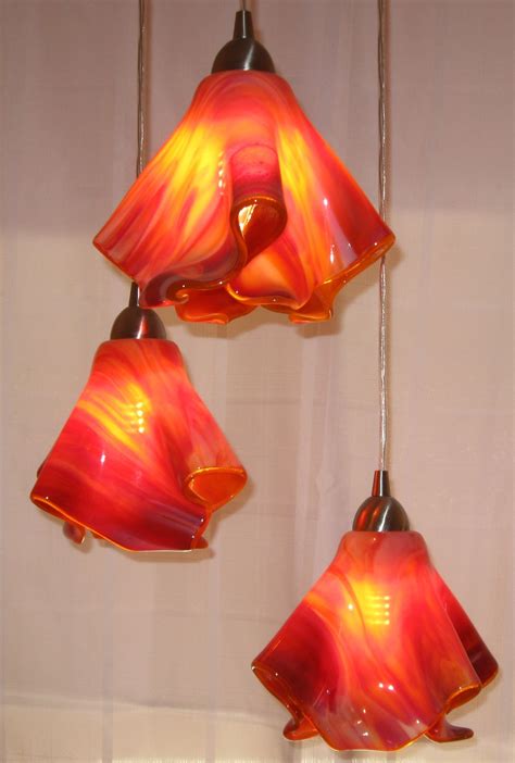 Fused Glass Pendant Lighting Triple Entry Way Light Arte Con Vidrio Fundido Vidrio