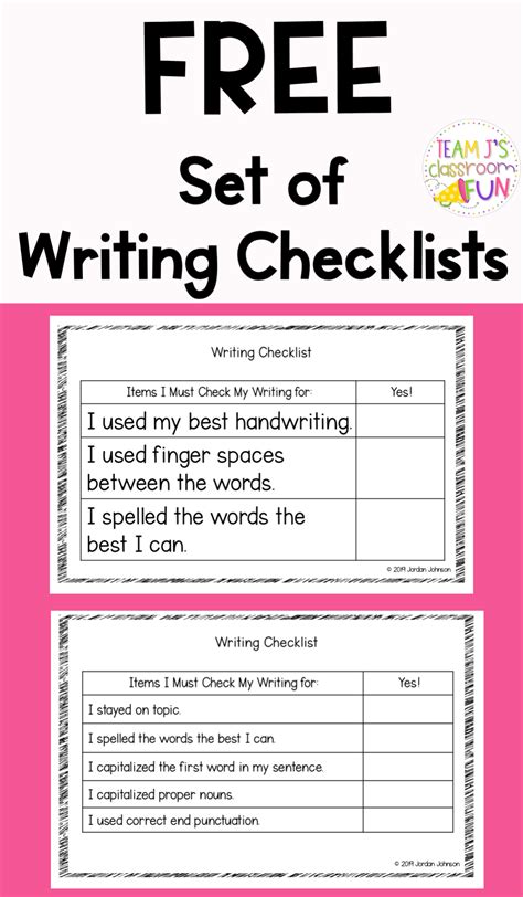 2nd Grade Editing Checklist