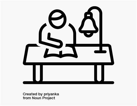 Stick Figure Studying Book At A Desk With A Lamp Class Work Icon