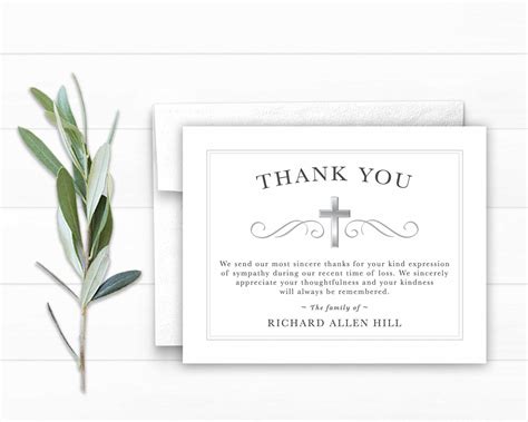 Bereavement Funeral Thank You Card Customized With Your Wording