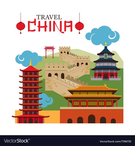 Travel China Landmark Royalty Free Vector Image