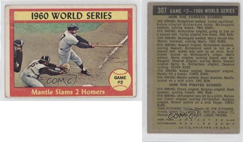 1961 topps 307 1960 world series game 2 mantle slams 2 homers new york yankees ebay