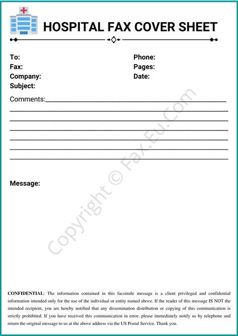 Hospital Fax Cover Sheet Printable And Editable Free Fax Cover