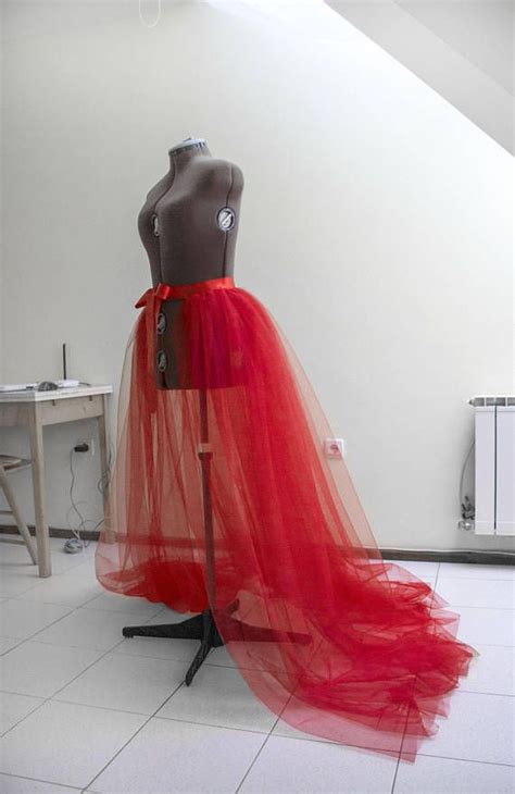 2 Layers Red Detachable Tulle Overskirt Suitable For Many Occasions