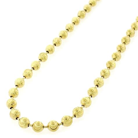 Authentic 14K Gold Over Silver 5MM Moon Cut Ball Bead Heavy Duty 925