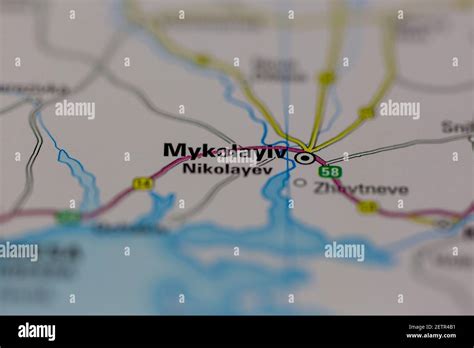 Nikolayev Se Muestra En Un Mapa De Carreteras O Mapa Geográfico Y