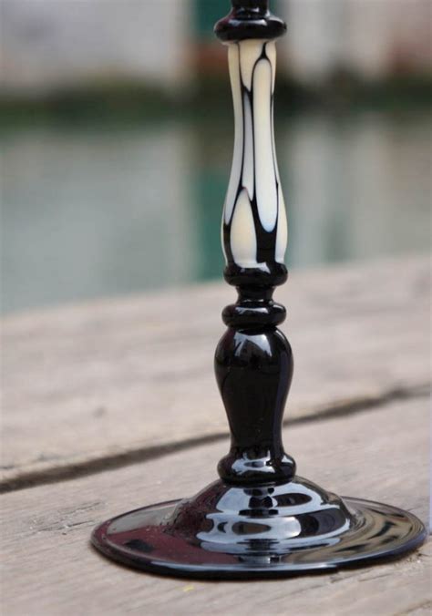 Bologna Venetian Glass Goblet Black Made Murano Glass