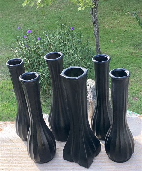 Black Bud Vases Lot Of 6 Refreshed Black Glass Flower Vases Etsy