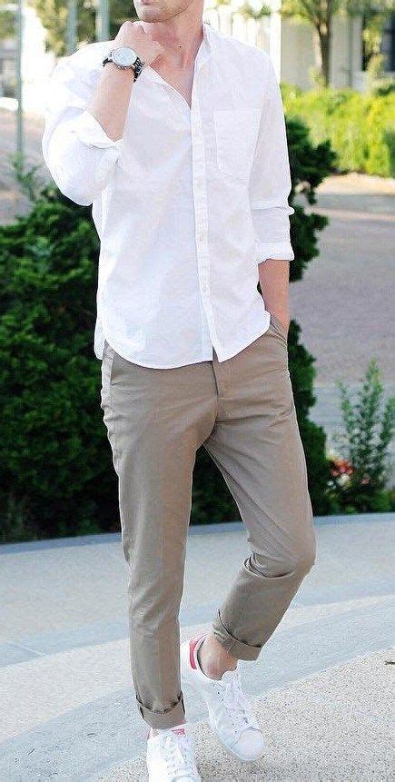 While many men turn to black for an elegant appearance, white can actually work just as well. Embrace the Smart Casual Style Men's Chinos | Wedding ...