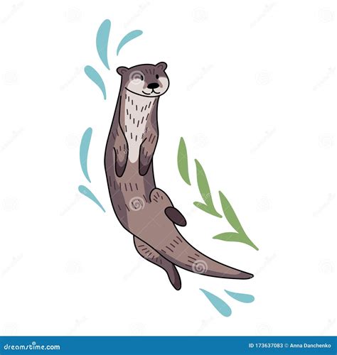 Hand Drawn Vector Otter Stock Vector Illustration Of Doodle 173637083