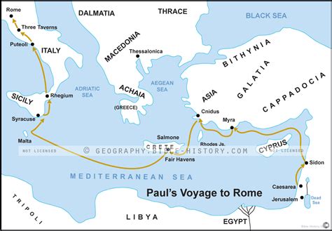 Acts Pauls Voyage To Rome Basic Map 72 Dpi 1 Year License Bible