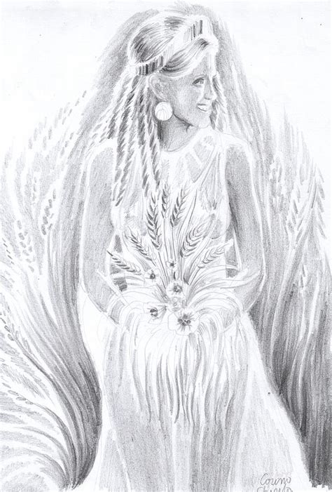 Kore The Maiden Goddess Drawing By Chirila Corina Fine Art America