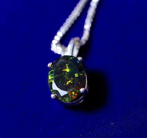 Black Opal Necklace Genuine Black Opal Fire Opal Pendant Pin Fire