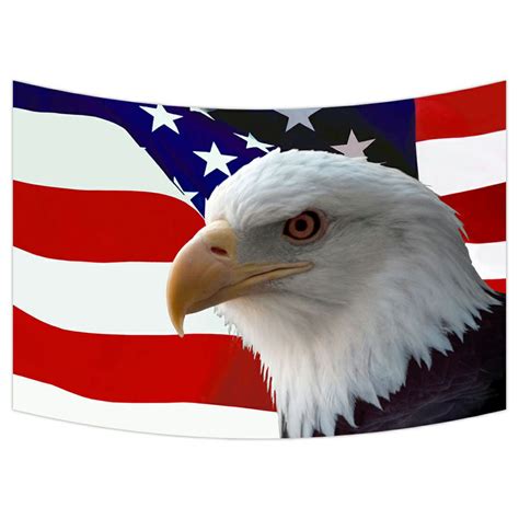Zkgk Bald Eagle On American Flag Tapestry Wall Hanging Wall Decor Art