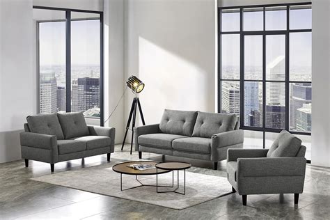 Angelo sofa and loveseat set. Divani Casa Clark Modern Grey & Beige Fabric Sofa Set