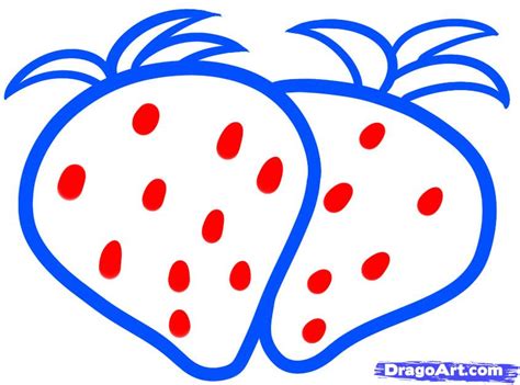 How To Draw Strawberries For Kids Step By Step Food Pop