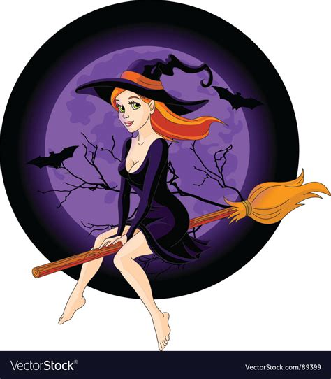 Witch Riding A Broom Royalty Free Vector Image