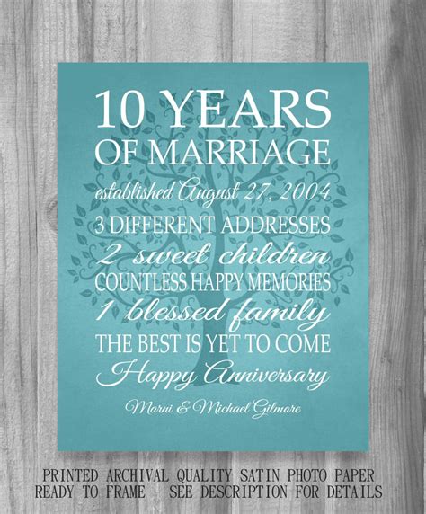 10 Year Anniversary T Print Wedding Anniversary