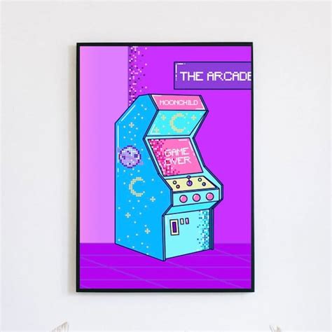 A4 Arcade Game Retro Poster Art Print T For Her Etsy Uk
