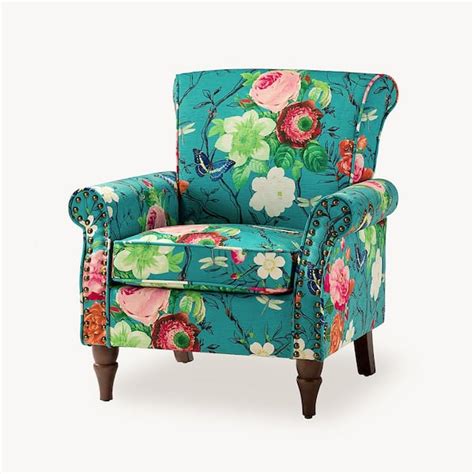Jayden Creation Auria Contemporary Blue Polyester Arm Chair With Nailhead Trim And Turned Legs