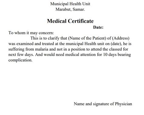 Medical Certificate Format For Students Sample Format Pdf Files