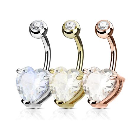 Pc Value Pack Of Heart Gold Plated Cz Navel Belly Button Rings