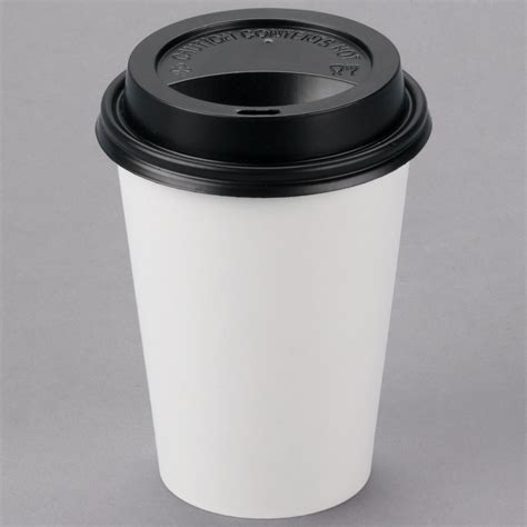 Choice 12 Oz White Poly Paper Hot Cup And Lid 100 Pack