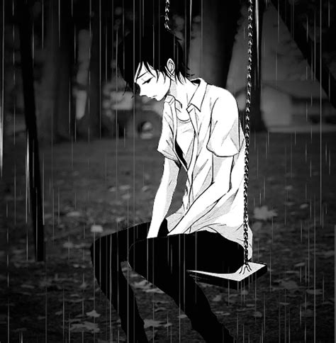 Anime Boy Alone Black And White Sad Transparent Boy Cartoon Sad Anime