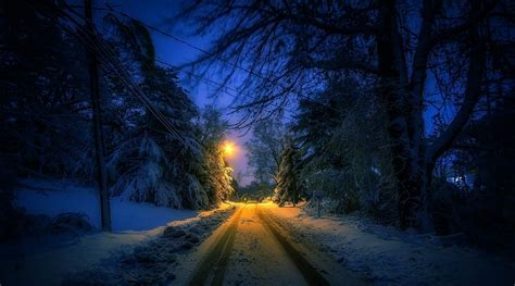 Download Nature Landscape Winter Street Lantern Snow Trees Tracks By Brandonfowler