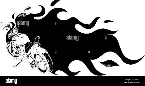 Custom Motorcycle With Flames Vector Illustration Design Stock Vector