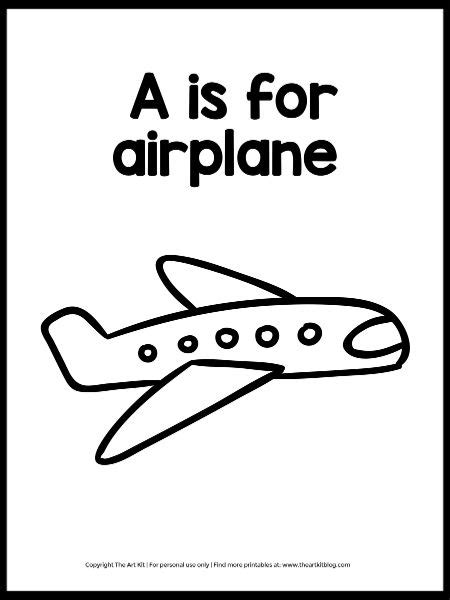 Instant Download Freebie A Is For Airplane Coloring Page The Art Kit