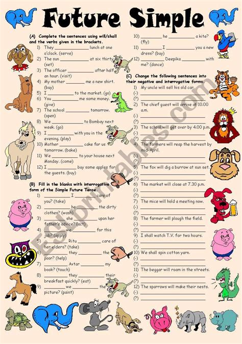 Exercises On Future Simple Tense Editable With Key Esl Worksheet By