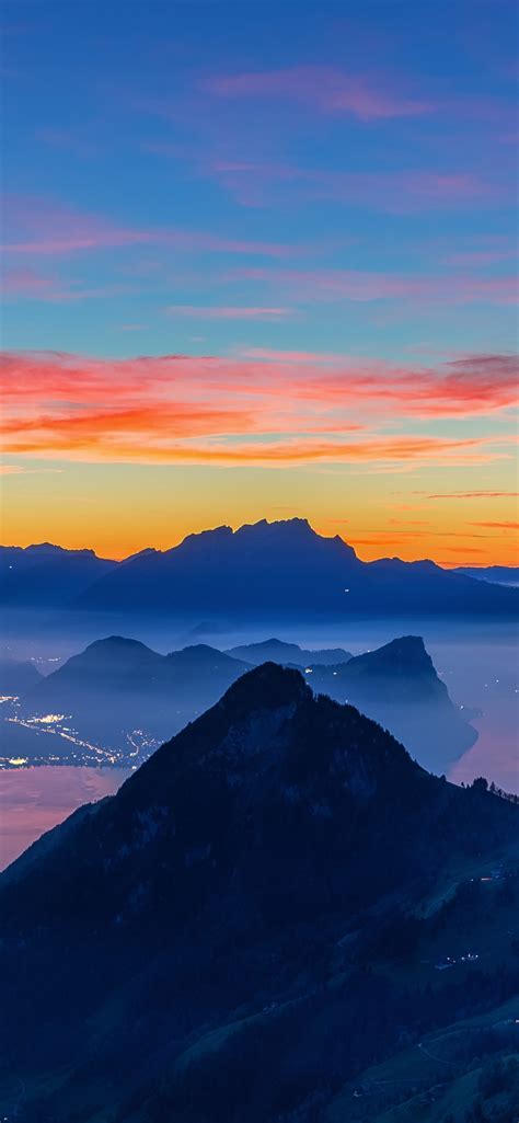 Rigi Hochflue Wallpaper 4k Afterglow Golden Hour Switzerland Fog