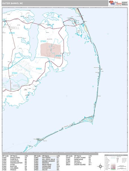 Outer Banks North Carolina Wall Map Premium Style By Marketmaps