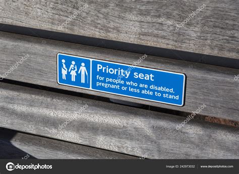 Priority Seat Sign Asking Commuters Give Seat Someone Who Disabled