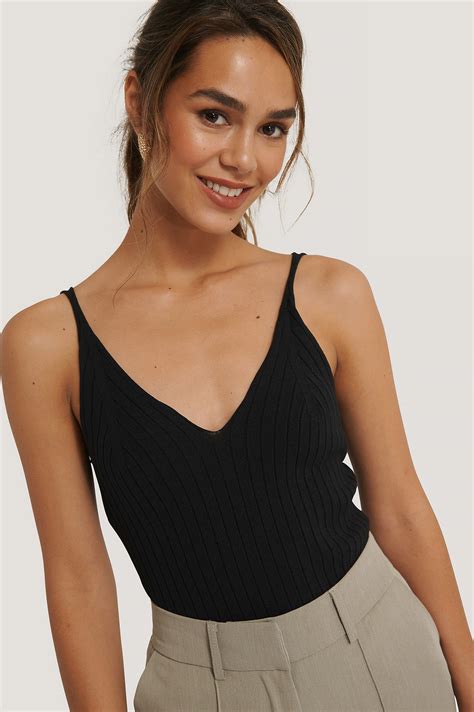 Recycled Ribbed Knitted Singlet Black Na