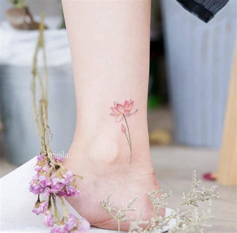 Lotus Flower Tattoo On The Ankle