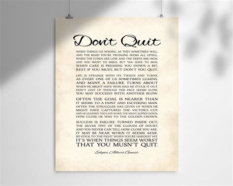 Dont Quit Art Print Poem By Edgar Guest Unframed Inspirational Quote