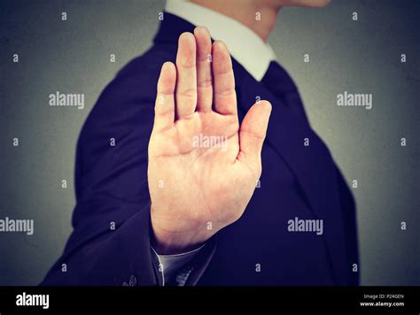 Business Man Giving Stop Hand Gesture Stock Photo Alamy