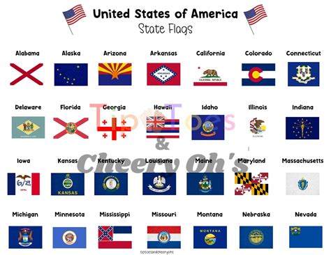 United States Of America State Flags 50 States Us State Etsy