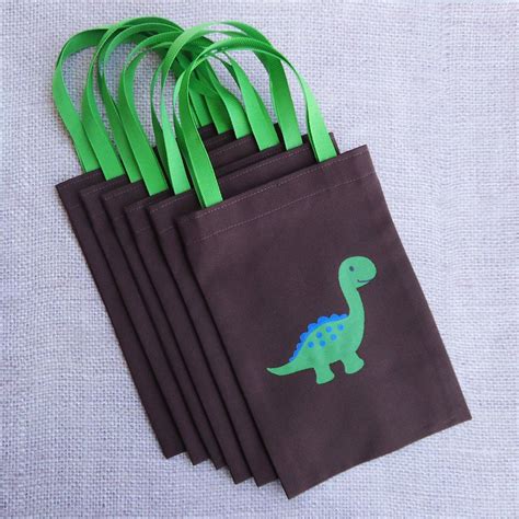 Dinosaur Favor Bags Set Of 6 Dinosaur Party Goodie Bags Dinosaur