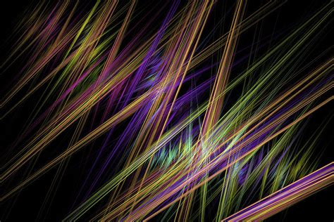 Digital Fractal Abstract Purple Yellow Green Stripes Black