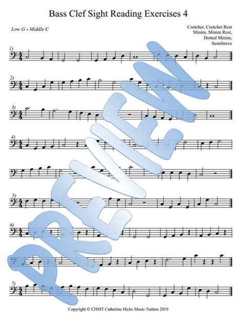 Bass Clef Sight Reading Exercises 4 Made By Teachers