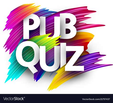 Pub Quiz Sign With Colorful Brush Strokes Vector Image
