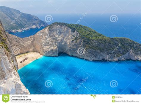 Amazing Navagio Beach In Zakynthos Island Greece Stock Photo Image